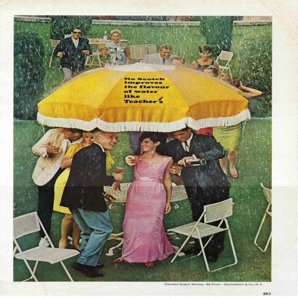 1967 Teacher’s Scotch Improves Flavour Water Vintage Magazine Print Ad/Poster